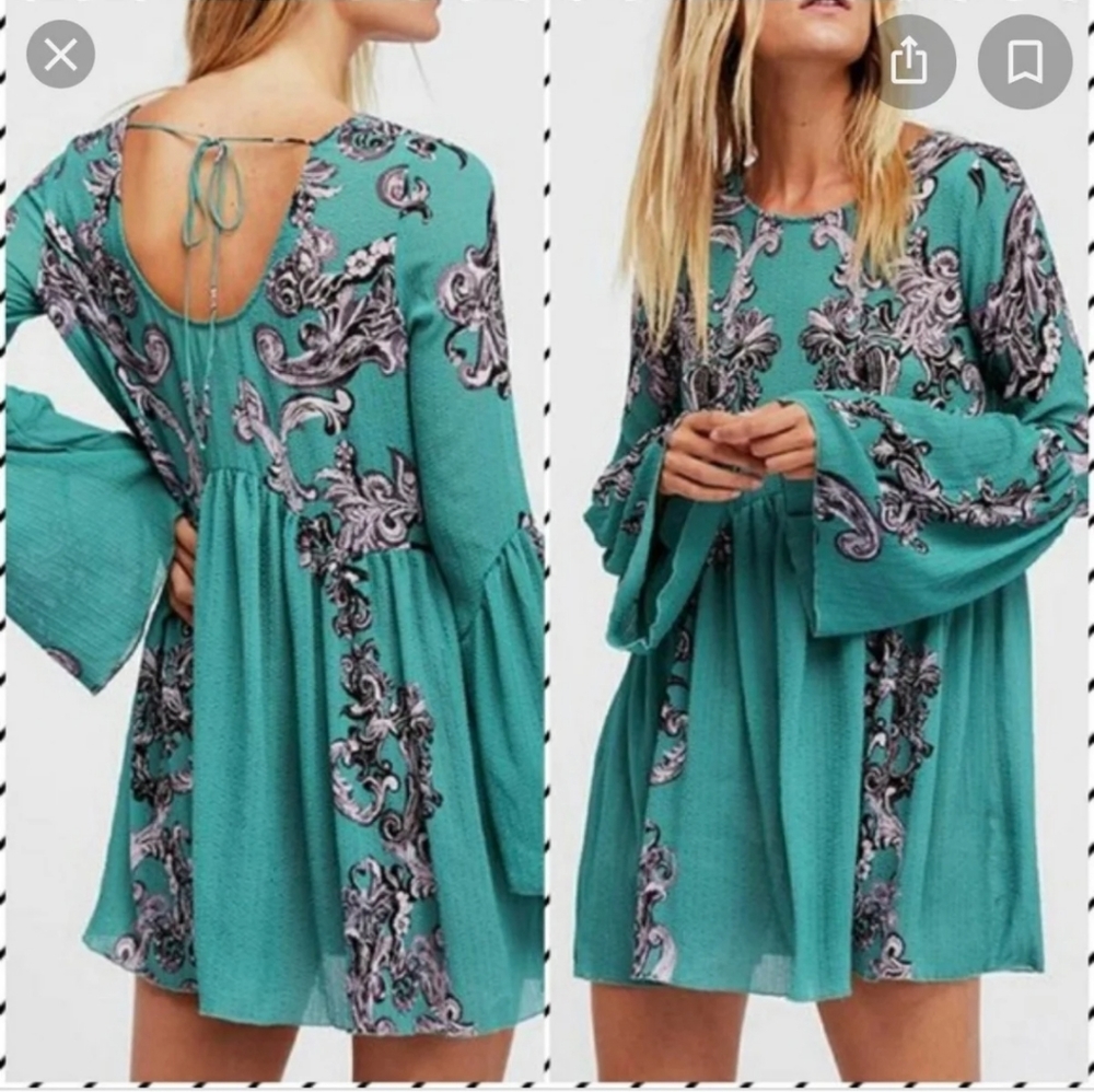 Free People Turquoise Symphony Slip dress.  Medium